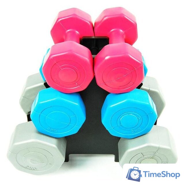 Гантельный ряд Atlas Sport Fitnes Composit 12 кг с подставкой (2x1кг+2x2кг+2x3кг) - Изображение №4 — Интернет-магазин Time-Shop