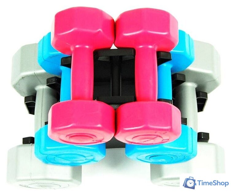 Гантельный ряд Atlas Sport Fitnes Composit 12 кг с подставкой (2x1кг+2x2кг+2x3кг) - Изображение №3 — Интернет-магазин Time-Shop