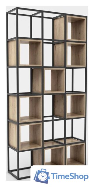 Стеллаж Hype Mebel Грос 105x210 (черный/дуб галифакс натуральный) - Изображение №1 — Интернет-магазин Time-Shop