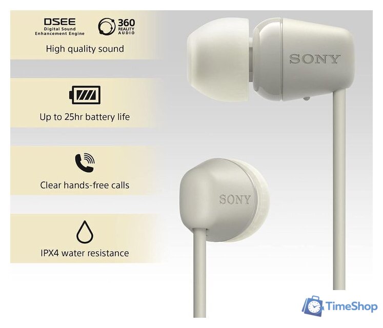 Наушники Sony WI-C100 (бежевый) - Изображение №4 — Интернет-магазин Time-Shop