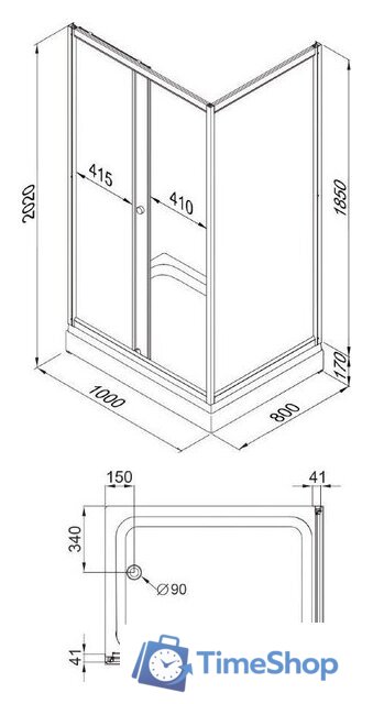 Душевой уголок Triton Фьюжн 100x80 А Полосы - Изображение №12 — Интернет-магазин Time-Shop