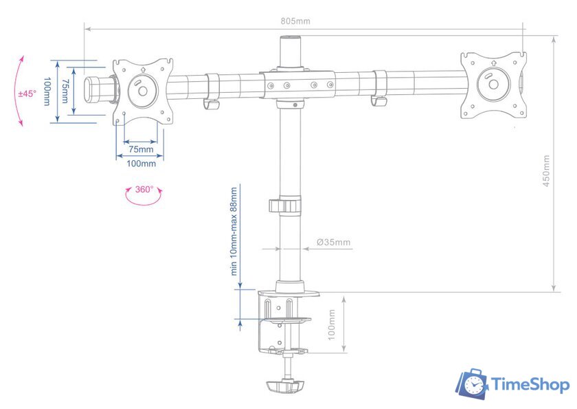 Кронштейн для монитора Arm Media LCD-T42 - Изображение №2 — Интернет-магазин Time-Shop