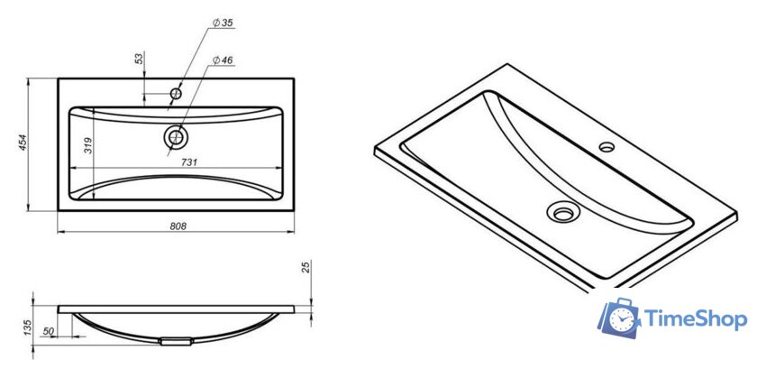 Умывальник Versalia Soft 80 - Изображение №10 — Интернет-магазин Time-Shop