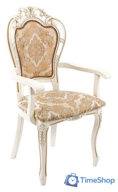 Стул с подлокотниками Woodville Bronte (молочный/патина) - Изображение №1 — Интернет-магазин Time-Shop