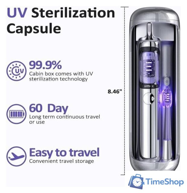 Электрическая зубная щетка JIMOK J6 (серебристый) - Изображение №8 — Интернет-магазин Time-Shop