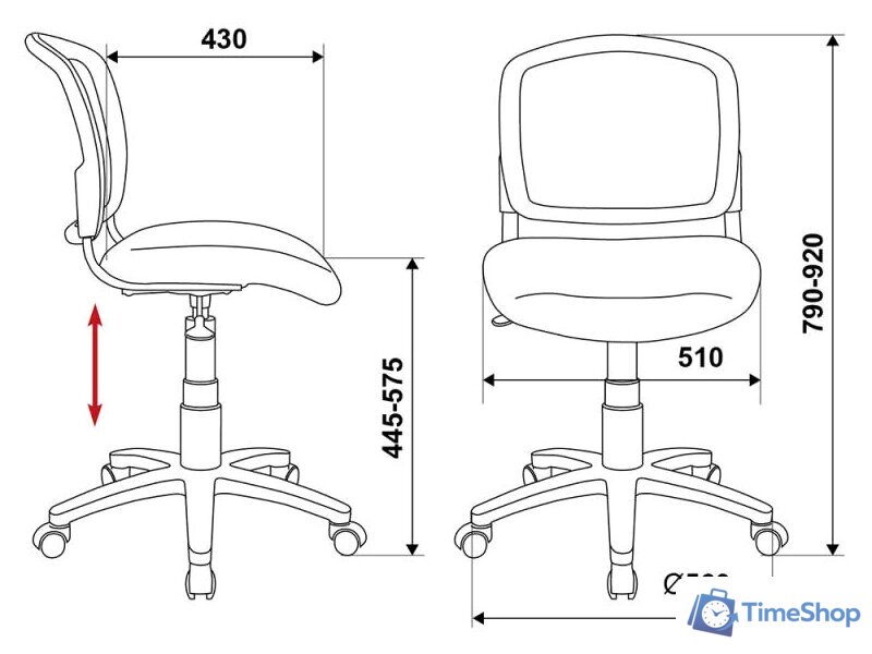 Компьютерное кресло Бюрократ CH-W296NX/26-24 (голубой) - Изображение №5 — Интернет-магазин Time-Shop