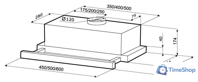 Кухонная вытяжка Krona Kamilla 450 (белый) - Изображение №2 — Интернет-магазин Time-Shop