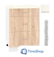 Шкаф напольный Кортекс-мебель Корнелия Лира НШ60р3ш (дуб сонома/королевский опал) - Изображение №1 — Интернет-магазин Time-Shop