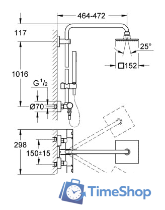 Душевая система  Grohe Euphoria Cube (27932 000) - Изображение №2 — Интернет-магазин Time-Shop