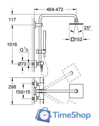 Душевая система  Grohe Euphoria Cube (27932 000) - Изображение №2 — Интернет-магазин Time-Shop