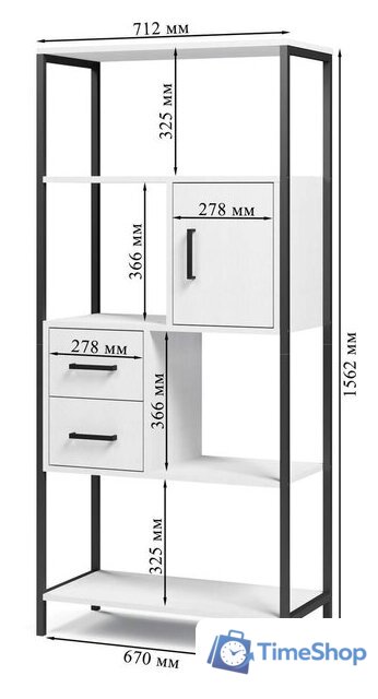 Стеллаж Mio Tesoro Cool Joy Loft (белый/черный) - Изображение №8 — Интернет-магазин Time-Shop