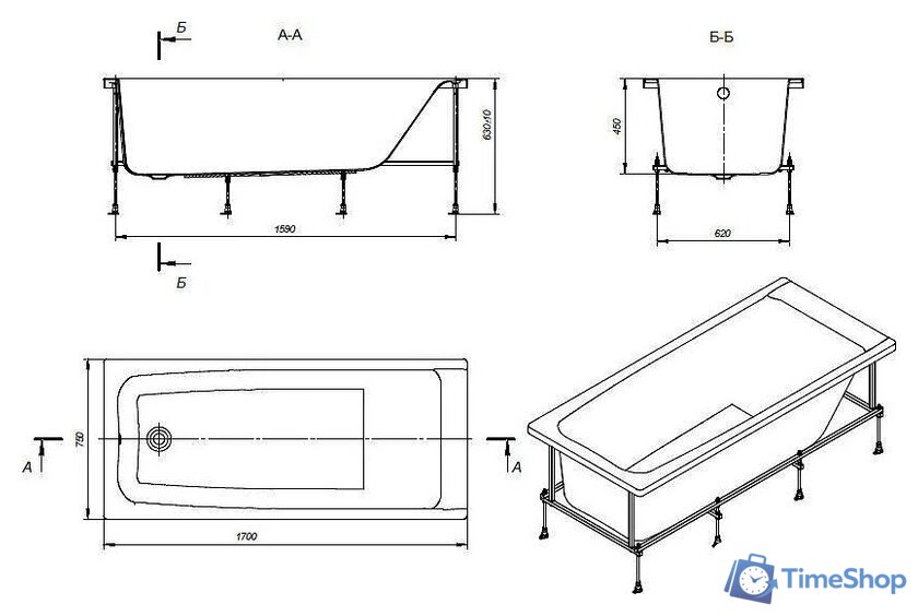 Ванна Roca Elba 170x75 248507000 + 248513000 - Изображение №7 — Интернет-магазин Time-Shop