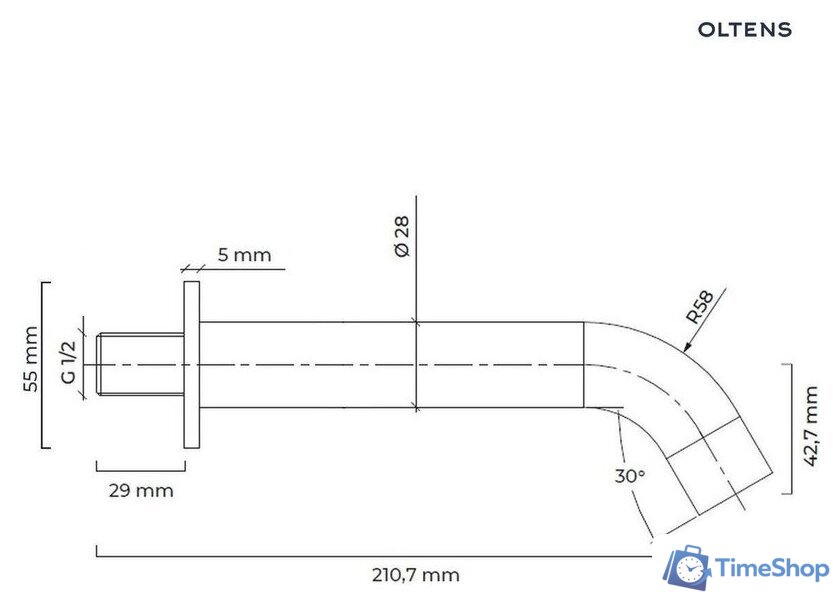 Излив Oltens Molle 39100800 - Изображение №2 — Интернет-магазин Time-Shop