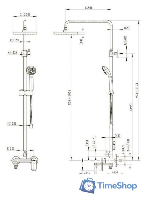 Душевая система  Bravat Opal F6125183CP-A-RUS - Изображение №3 — Интернет-магазин Time-Shop