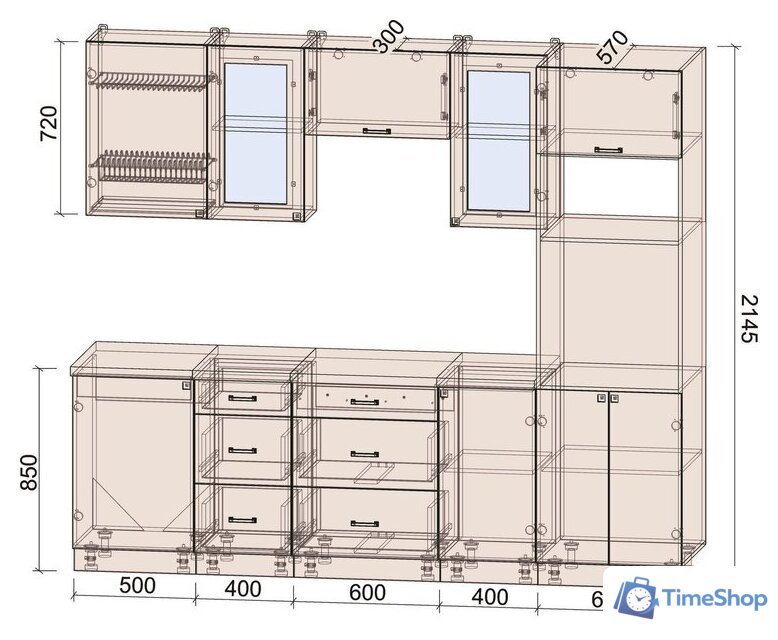 Готовая кухня Интерлиния Мила Деко 2.5 (черный/белый/дуб бунратти) - Изображение №8 — Интернет-магазин Time-Shop