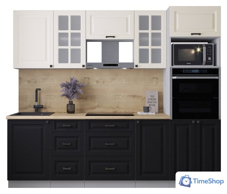 Готовая кухня Интерлиния Мила Деко 2.5 (черный/белый/дуб бунратти) - Изображение №1 — Интернет-магазин Time-Shop