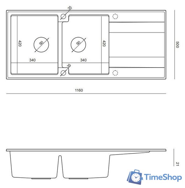 Кухонная мойка Quadron HQE11650U7_PVDC1_P2O - Изображение №6 — Интернет-магазин Time-Shop