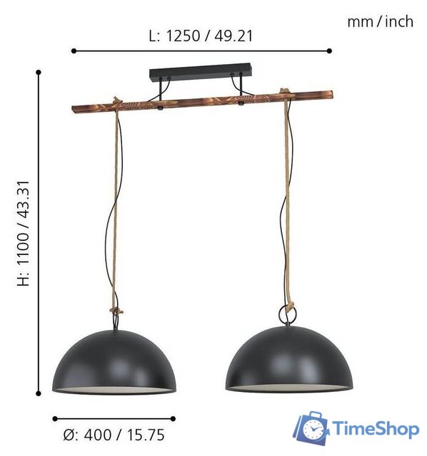Подвесная люстра Eglo Hodsoll 43397 - Изображение №3 — Интернет-магазин Time-Shop