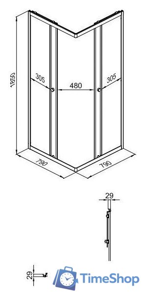 Душевой уголок Triton Вента-Блэк 80x80 (черный, без поддона) - Изображение №4 — Интернет-магазин Time-Shop