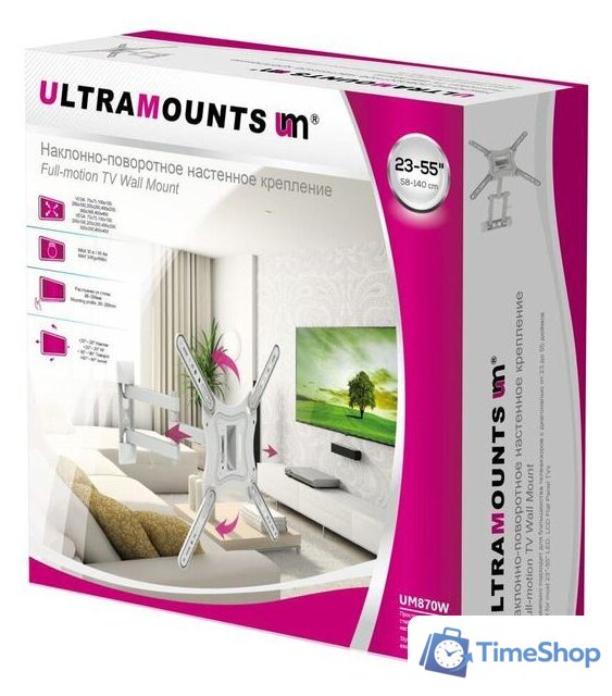 Кронштейн для телевизора Ultramounts UM870W (белый) - Изображение №8 — Интернет-магазин Time-Shop