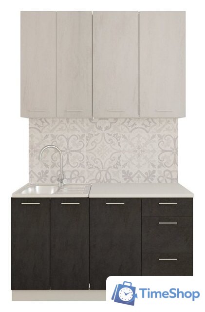 Готовая кухня Артём-Мебель Эльза СН-114 без стекла МДФ 1.4м (бетон белый/бетон серый) - Изображение №1 — Интернет-магазин Time-Shop