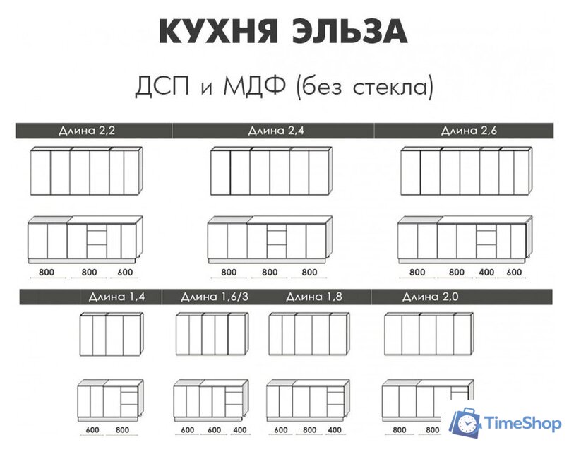 Готовая кухня Артём-Мебель Эльза СН-114 без стекла МДФ 1.4м (бетон белый/бетон серый) - Изображение №5 — Интернет-магазин Time-Shop