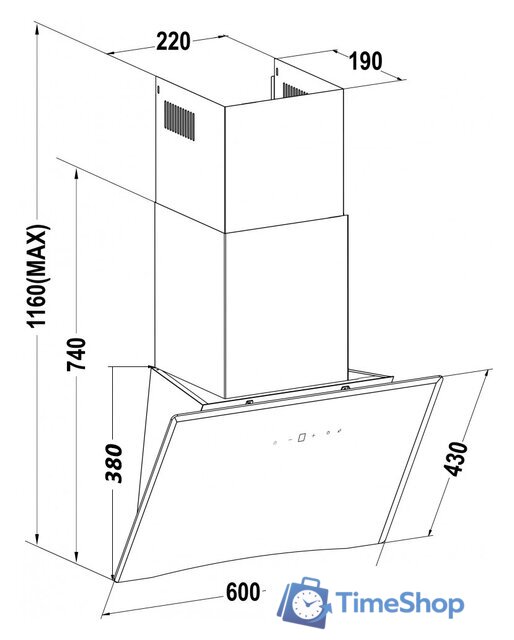 Кухонная вытяжка Germes Bristol 60 (черный) - Изображение №8 — Интернет-магазин Time-Shop