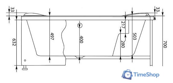Ванна Aquanet Capri 170x110 L - Изображение №6 — Интернет-магазин Time-Shop