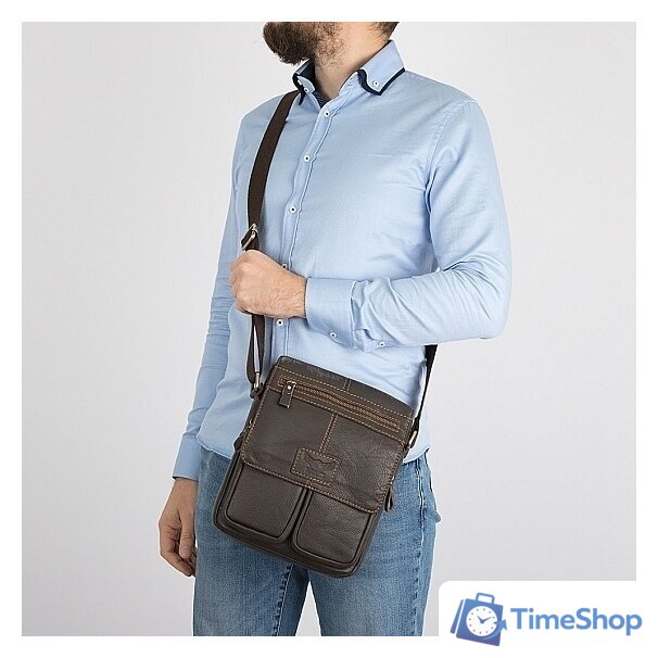 Сумка через плечо Poshete 196-3143-YB42-DBW (коричневый) - Изображение №11 — Интернет-магазин Time-Shop