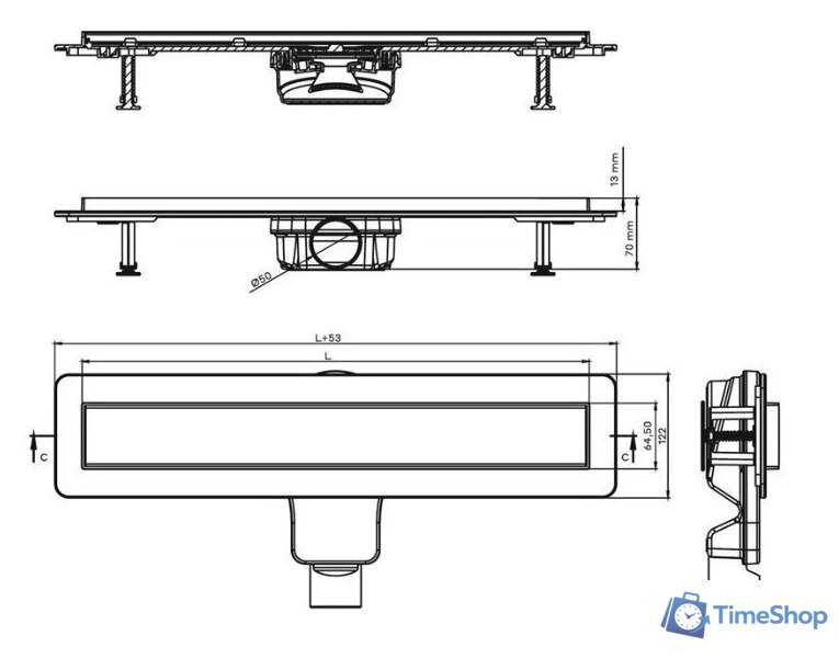 Трап/канал Berges Wasserhaus Optim Line Plus 500 090515 - Изображение №5 — Интернет-магазин Time-Shop