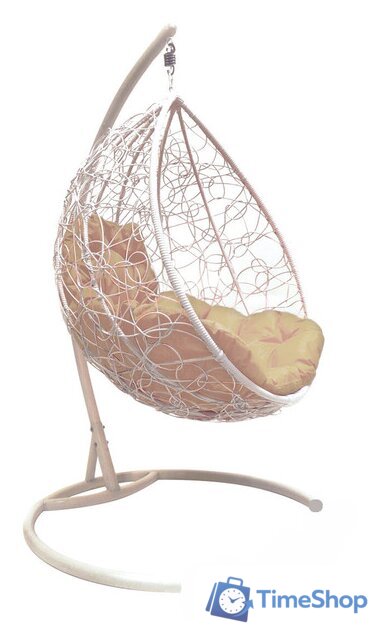Подвесное кресло M-Group Капля 11020101 (белый ротанг/бежевая подушка) - Изображение №1 — Интернет-магазин Time-Shop