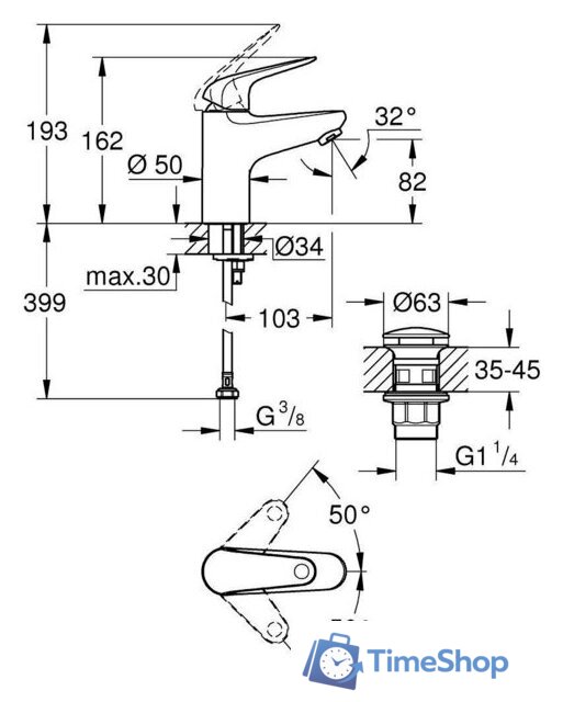 Смеситель Grohe Swift 24318001 - Изображение №4 — Интернет-магазин Time-Shop