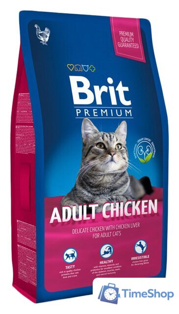 Сухой корм для кошек Brit Premium Cat Adult Chicken с курицей 8 кг - Изображение №1 — Интернет-магазин Time-Shop