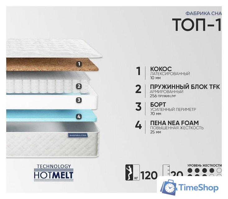 Матрас Фабрика сна Топ-1 90x180 - Изображение №2 — Интернет-магазин Time-Shop