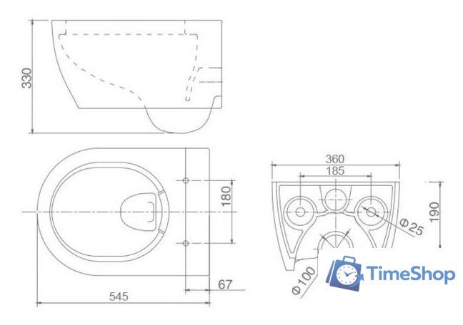 Унитаз подвесной SSWW CT2039V-B - Изображение №6 — Интернет-магазин Time-Shop