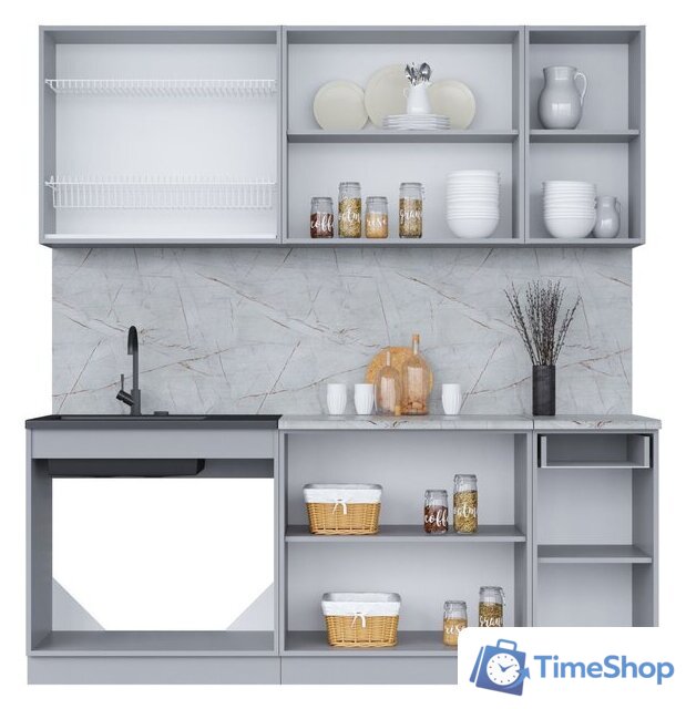 Готовая кухня Интерлиния Мила 20 (бетон лайт/антрацит/опал светлый) - Изображение №3 — Интернет-магазин Time-Shop