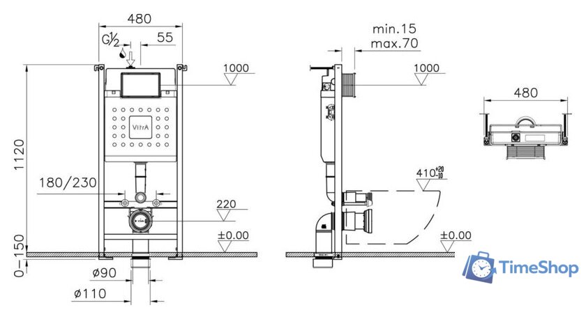 Инсталляция для унитаза Vitra V-Fix Core 800-1873 - Изображение №3 — Интернет-магазин Time-Shop