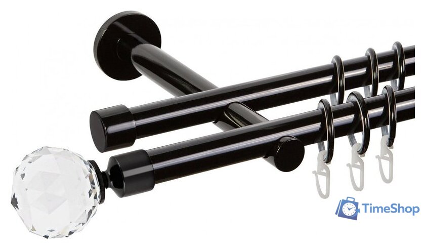 Карниз для штор АС ФОРОС Dance D19Г/19Г + наконечники Кристалл (3м, черный) - Изображение №1 — Интернет-магазин Time-Shop