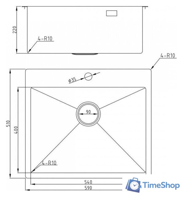 Кухонная мойка Milacio Denia 59 Steel MC.77499 (вороненая сталь) - Изображение №6 — Интернет-магазин Time-Shop