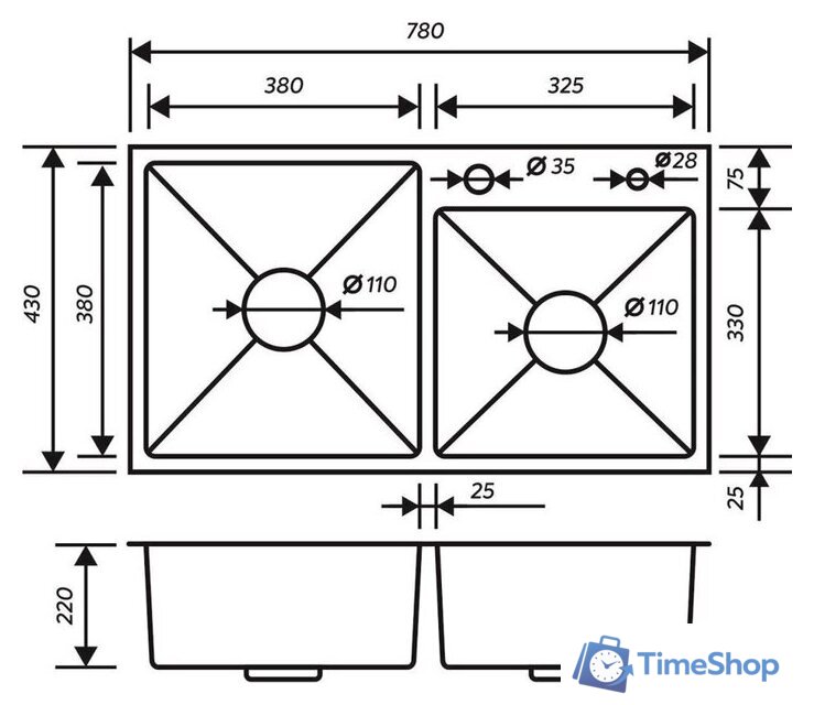Кухонная мойка РМС MR-7843BL (с корзиной и дозатором) - Изображение №3 — Интернет-магазин Time-Shop