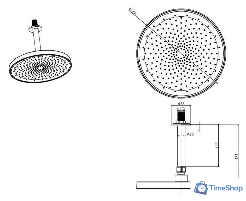 Верхний душ Aquatek AQ2070CR - Изображение №2 — Интернет-магазин Time-Shop