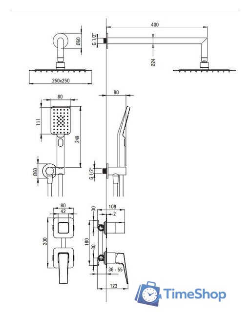 Душевая система  Deante Blur NQL 09YK - Изображение №9 — Интернет-магазин Time-Shop