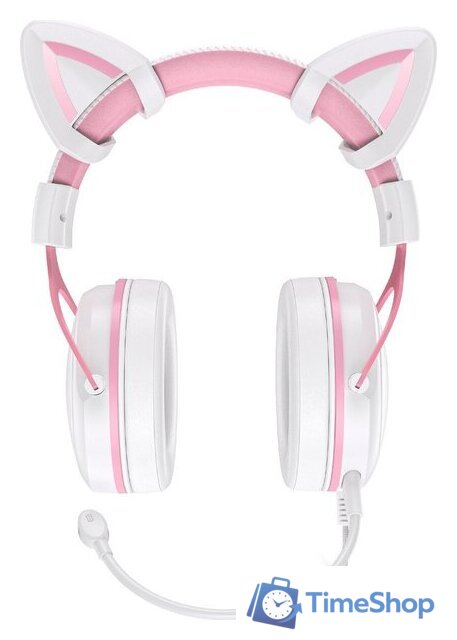 Наушники Onikuma X10 (белый/розовый, с ушками) - Изображение №3 — Интернет-магазин Time-Shop