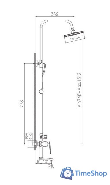 Душевая система  Haiba HB24533-3 (серый) - Изображение №2 — Интернет-магазин Time-Shop