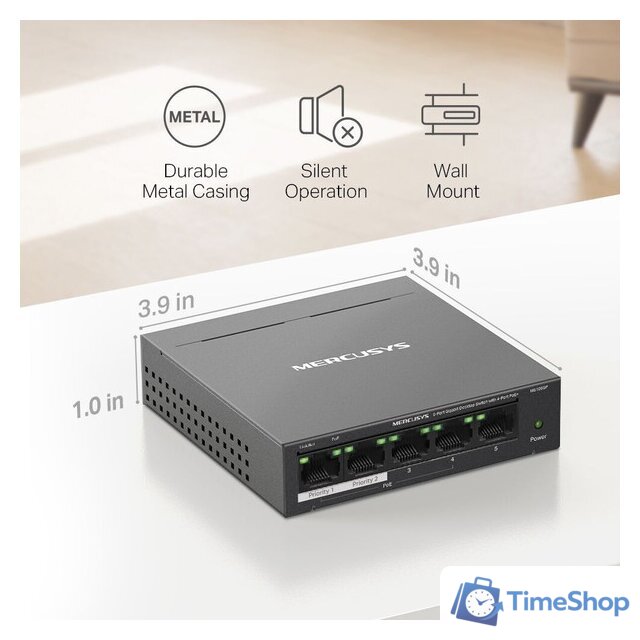 Неуправляемый коммутатор Mercusys MS105GP - Изображение №10 — Интернет-магазин Time-Shop