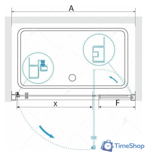 Душевая дверь RGW PA-02-B 41080209-14 90 (черный/прозрачное стекло) - Изображение №2 — Интернет-магазин Time-Shop