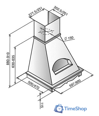 Кухонная вытяжка Elikor Бельведер 90П-650-П3Д (бежевый/дуб неокрашенный) (942299) - Изображение №3 — Интернет-магазин Time-Shop
