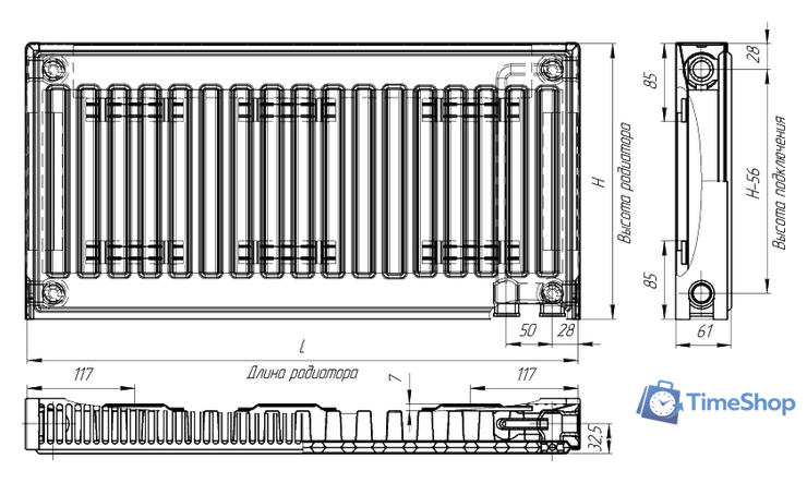 Стальной панельный радиатор Лидея ЛК 11-510 тип 11 500x1000 - Изображение №5 — Интернет-магазин Time-Shop