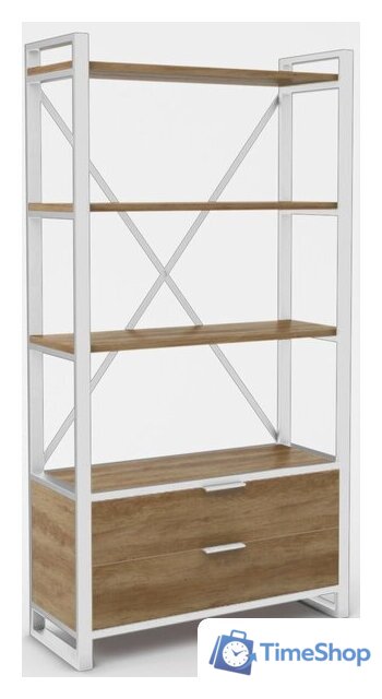 Стеллаж Hype Mebel Стандарт Люкс 80x200 (белый/дуб галифакс олово) - Изображение №1 — Интернет-магазин Time-Shop