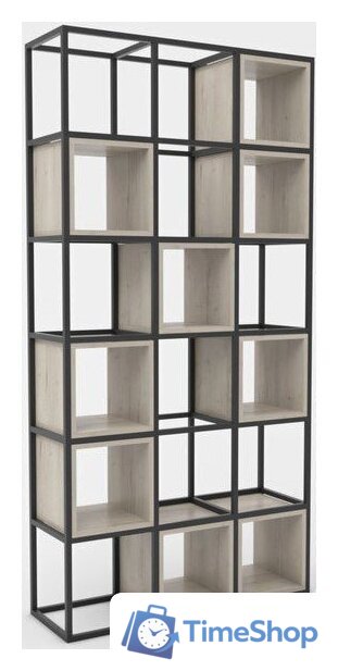 Стеллаж Hype Mebel Грос 105x210 (черный/древесина белая) - Изображение №1 — Интернет-магазин Time-Shop